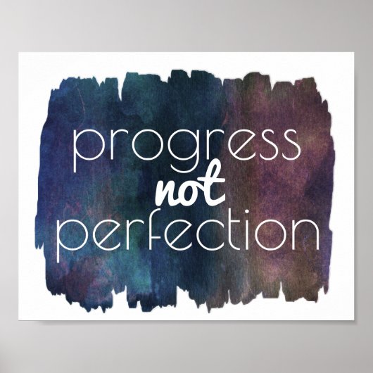 Poster progrès pas perfection motivation positive citatio (Devant)