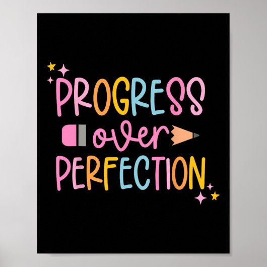 Poster Progrès Plutôt que Perfection Motivation Retour à (Devant)