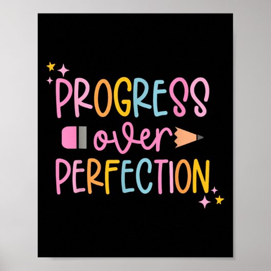 Poster Progrès Plutôt que Perfection Motivation Retour à (Devant)