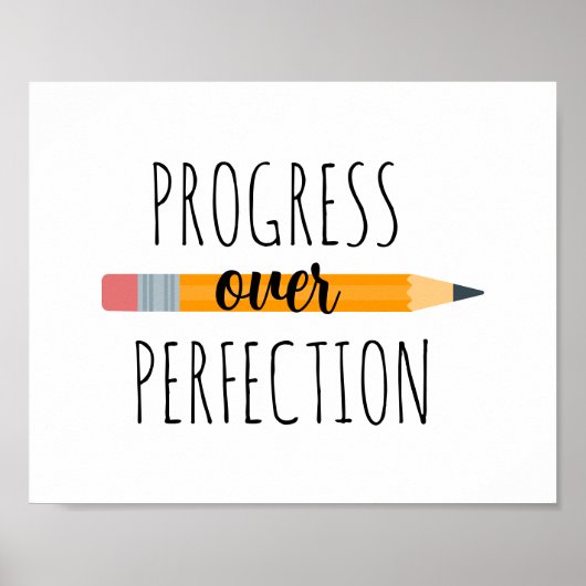 Poster Progrès sur la perfection Motivation classe (Devant)