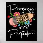 Poster Progress Over Perfection Leopard Pencil Motivation (Devant)