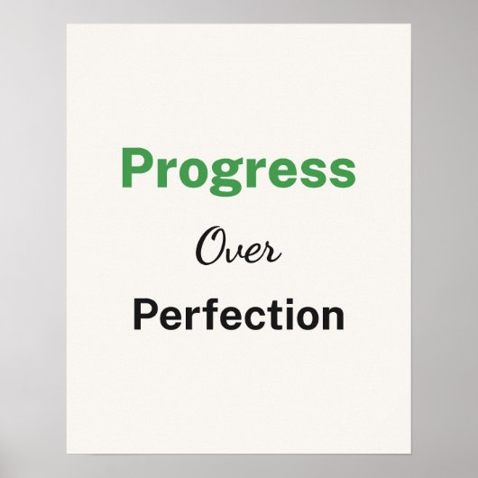 Poster Progress Over Perfection Minimalist Typography (Devant)
