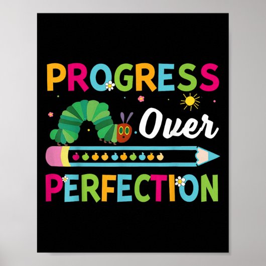 Poster Progress Over Perfection Motivational Quote Studen (Devant)