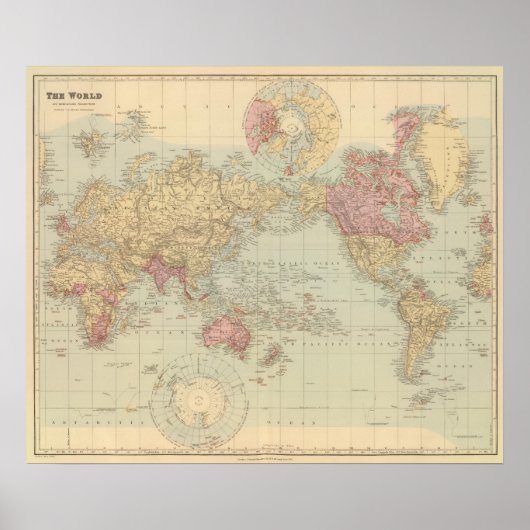 Poster Projection de World Mercator (Devant)
