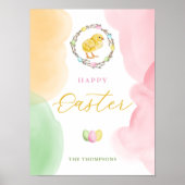 Poster Projections d'aquarelle pastel et poussin Joyeuses (Devant)