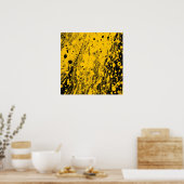 Poster Projections de peinture noire et jaune (Cuisine)
