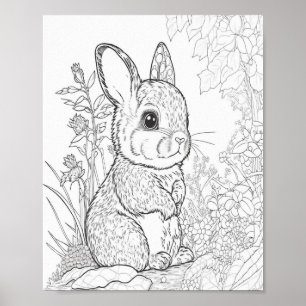 Poster Projet de coloriage de lapin mignon pour enfants