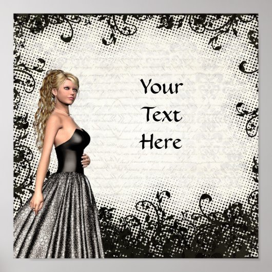 Poster Prom girl en robe noire (Devant)