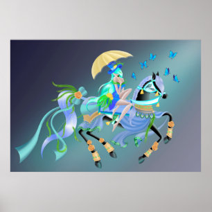 Poster Promenade à cheval enchantée "Conte de mille yeux"