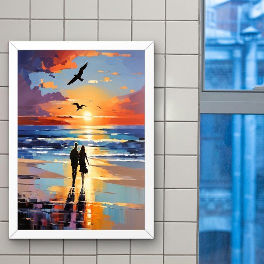 Poster Promenade au coucher du soleil Expressionniste Rom