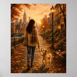 Poster Promenade Automnale Confortable avec Ma Meilleure