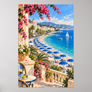 Poster Promenade côtière et mur de plage de la Riviera fr