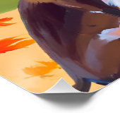 Poster Promenade d'automne : Une femme afro avec un chien (Coin)