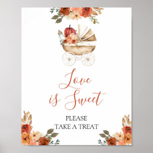 Poster Promenade de citrouille florale Baby Shower L'amou