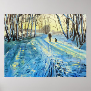 Poster Promenade de région boisée d'hiver "les deux de