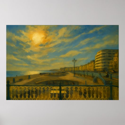 Poster Promenade d'or - Coucher de soleil sur le front de (Devant)