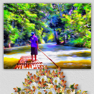 Poster Promenade en radeau sur une rivière jamaïcaine J00