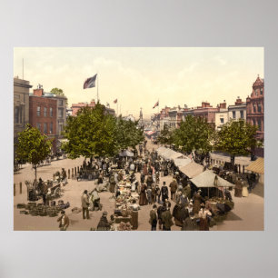 Poster Promenade - jour du marché, Taunton, Somerset,