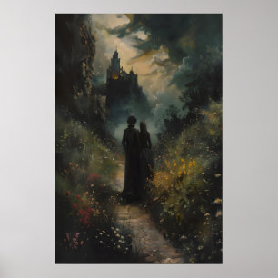 Poster Promenade Romantique Sombre vers l'Art du Château,