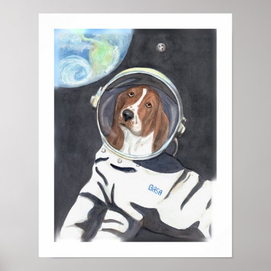 Poster Promenade spatiale de Basset Hound (Devant)