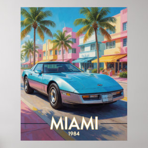 Poster Promenade tropicale à Miami 1984 Floride