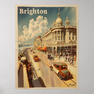 Poster Promenade vintage à Sunny Brighton