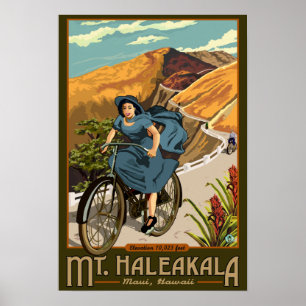 Poster Promenades à vélo du mont Haleakala Hawaii