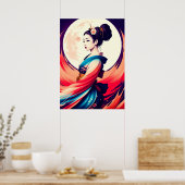Poster Promenez-Vous Au Lune Japonaise Geisha (Cuisine)