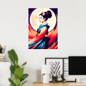 Poster Promenez-Vous Au Lune Japonaise Geisha (Bureau à domicile)