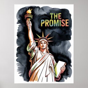 Poster promesse de la statue de la Liberté éclatante