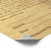 Poster Promesse du Fiançailles Mariage catholique (Coin)