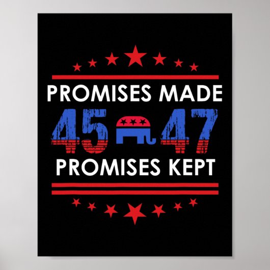 Poster Promesses faites Garder Trump 45 47 Signer (Devant)
