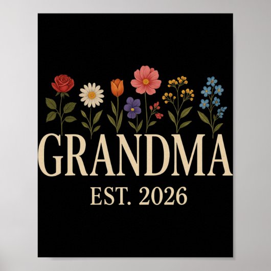 Poster Promoted To Grandma 2026 Pregnancy Flower New Gran (Devant)