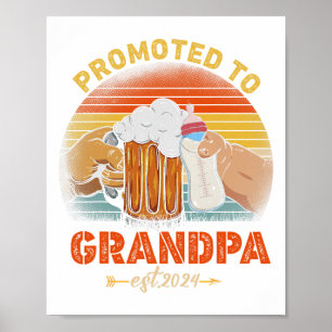 Poster Promu À Grandpa Est 2024 Fête des pères Vintage