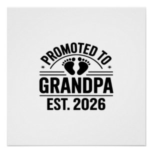 Poster Promu Grand-père, Établi en 2026, Drôle de nouveau