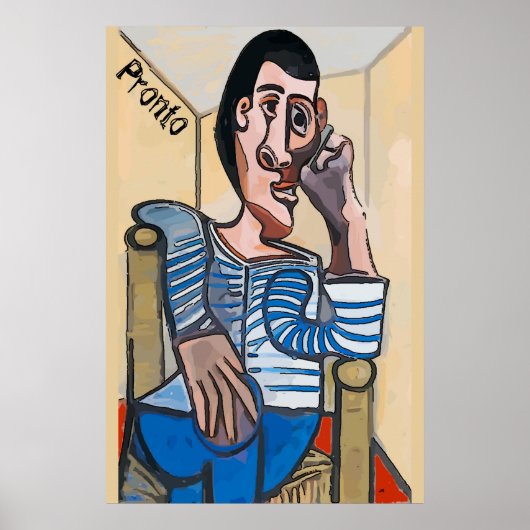 Poster Pronto, Abstrait Man on Cell Phone, modifier le te (Devant)