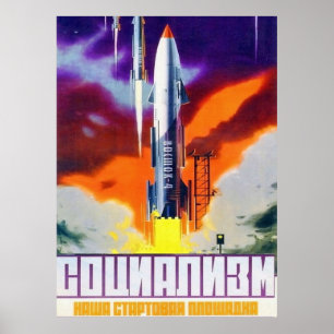 Poster Propagande Spatiale Soviétique 31 "Le socialisme e