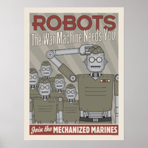 Poster Propagande vintage de militaires de robot de style