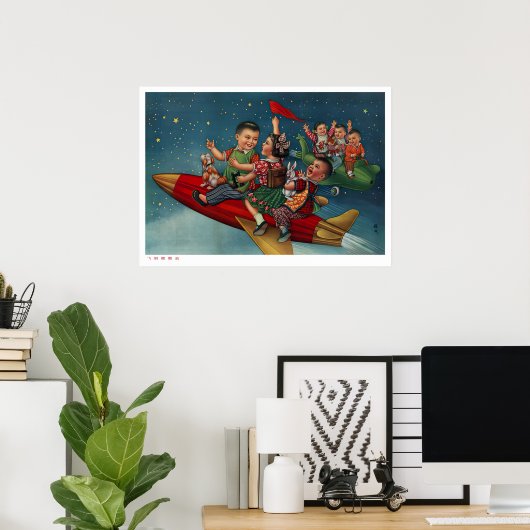 Poster Propagation d'affiches chinoises sur l'espace (Bureau à domicile)