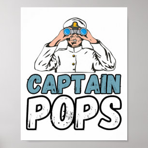 Poster Propriétaire de bateau de plaisance capitaine pops