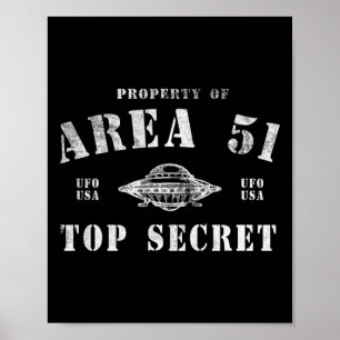 Poster Propriété de la zone 51 Top Secret Ovni Extraterre