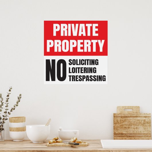 Poster Propriété privée Pas de sollicitation (Cuisine)