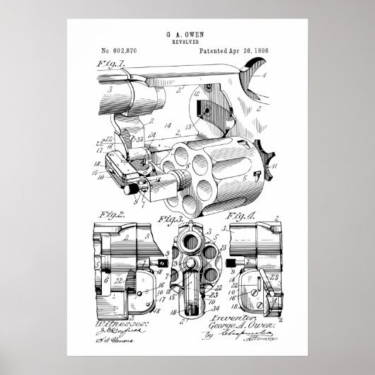 Poster Propriété Revolver Brevet (Devant)