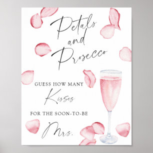 Poster Prosecco - combien de baisers jeu de baby shower