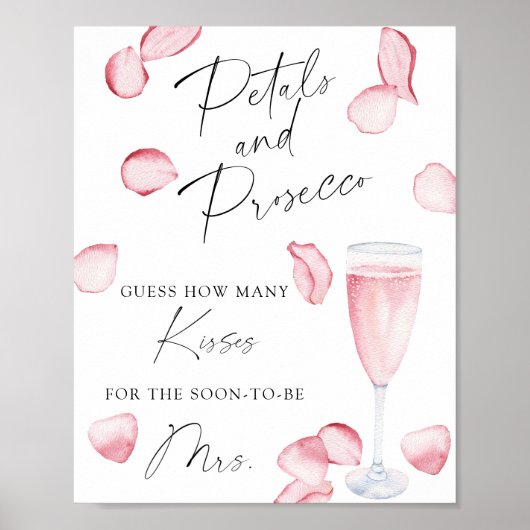 Poster Prosecco - combien de baisers jeu de baby shower (Devant)