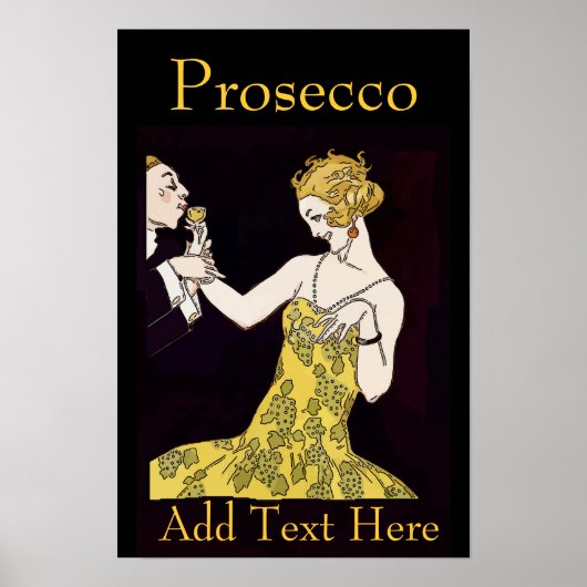 Poster Prosecco, vintage couple, add text, (Devant)
