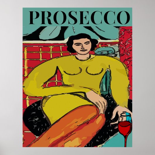 Poster Prosecco Woman, Wine (Devant)
