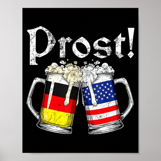 Poster Prost Beer German American Flag Men Mug (Devant)