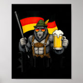 Poster Prost Bigfoot Drinking Beer Lederhosen German (Devant)