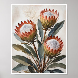 Poster Protea Flowers Schilderen Wall Art Room Dec